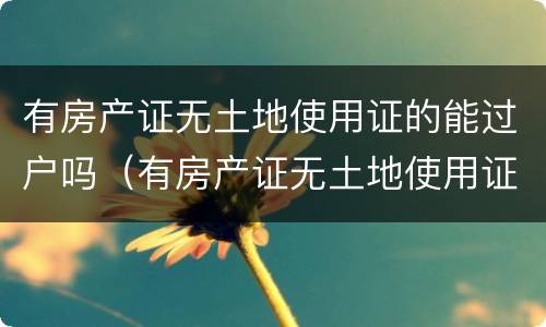 有房产证无土地使用证的能过户吗（有房产证无土地使用证的能过户吗要交税吗）