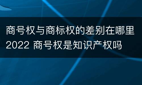 商号权与商标权的差别在哪里2022 商号权是知识产权吗