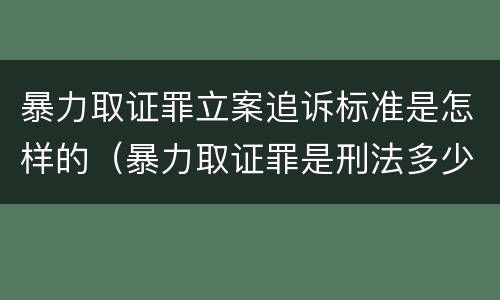 暴力取证罪立案追诉标准是怎样的（暴力取证罪是刑法多少条）