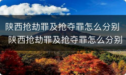 陕西抢劫罪及抢夺罪怎么分别 陕西抢劫罪及抢夺罪怎么分别认定