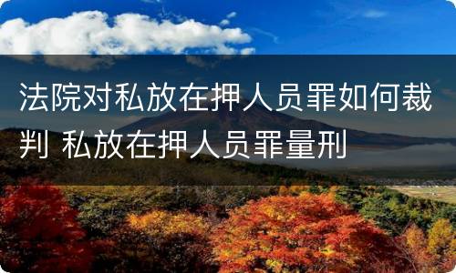 法院对私放在押人员罪如何裁判 私放在押人员罪量刑