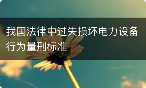 我国法律中过失损坏电力设备行为量刑标准