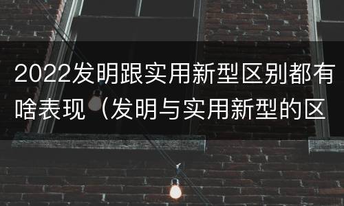 2022发明跟实用新型区别都有啥表现（发明与实用新型的区别）