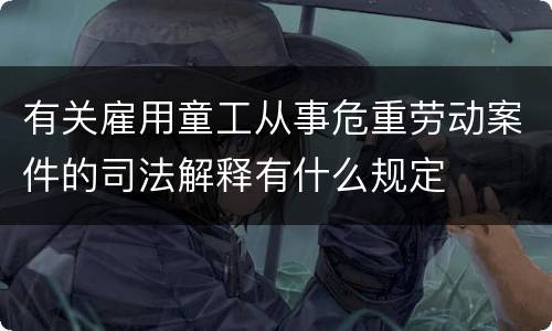 有关雇用童工从事危重劳动案件的司法解释有什么规定