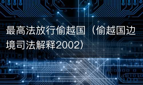 最高法放行偷越国(偷越国边境司法解释2002)