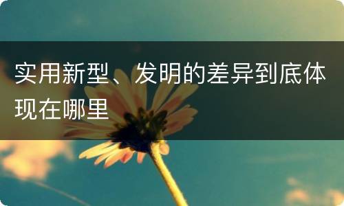 实用新型、发明的差异到底体现在哪里