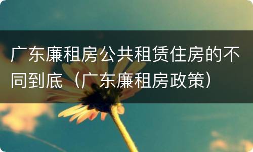 广东廉租房公共租赁住房的不同到底（广东廉租房政策）