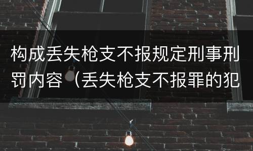 构成丢失枪支不报规定刑事刑罚内容（丢失枪支不报罪的犯罪主体是）