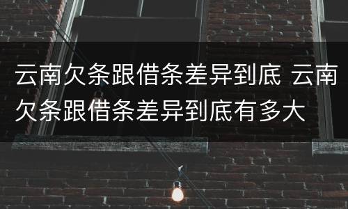 云南欠条跟借条差异到底 云南欠条跟借条差异到底有多大