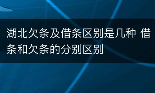湖北欠条及借条区别是几种 借条和欠条的分别区别