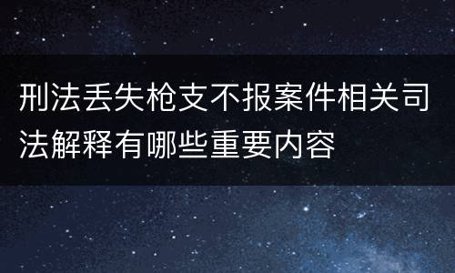 刑法丢失枪支不报案件相关司法解释有哪些重要内容
