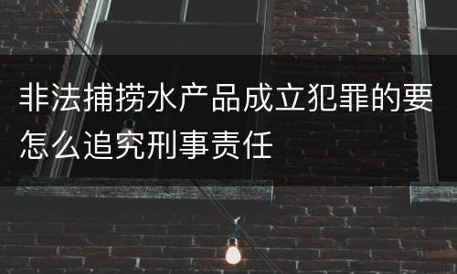非法捕捞水产品成立犯罪的要怎么追究刑事责任