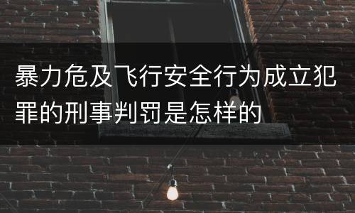 暴力危及飞行安全行为成立犯罪的刑事判罚是怎样的