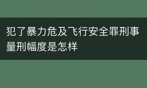 犯了暴力危及飞行安全罪刑事量刑幅度是怎样