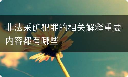 非法采矿犯罪的相关解释重要内容都有哪些