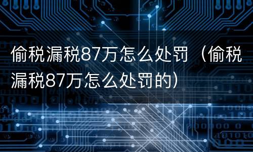 偷税漏税87万怎么处罚（偷税漏税87万怎么处罚的）