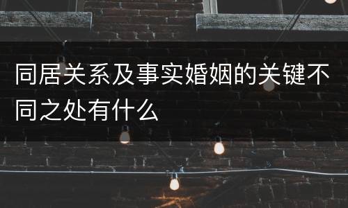 同居关系及事实婚姻的关键不同之处有什么