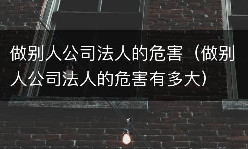 做别人公司法人的危害（做别人公司法人的危害有多大）