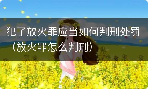 犯了放火罪应当如何判刑处罚（放火罪怎么判刑）
