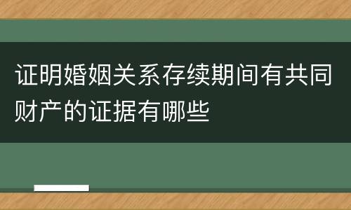 证明婚姻关系存续期间有共同财产的证据有哪些