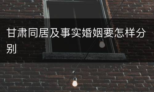 甘肃同居及事实婚姻要怎样分别