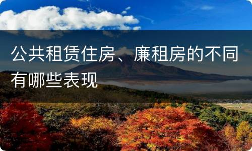 公共租赁住房、廉租房的不同有哪些表现