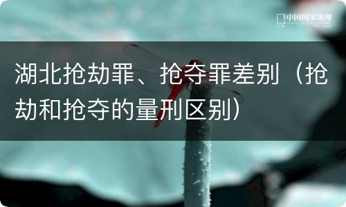 湖北抢劫罪、抢夺罪差别（抢劫和抢夺的量刑区别）