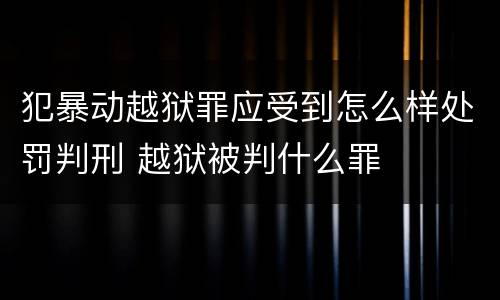 犯暴动越狱罪应受到怎么样处罚判刑 越狱被判什么罪