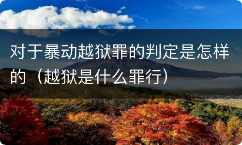 对于暴动越狱罪的判定是怎样的（越狱是什么罪行）
