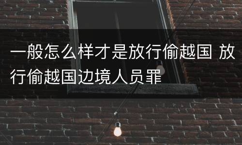 一般怎么样才是放行偷越国 放行偷越国边境人员罪