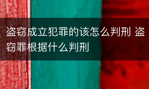 盗窃成立犯罪的该怎么判刑 盗窃罪根据什么判刑