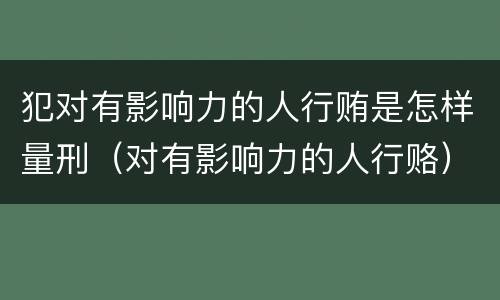 犯对有影响力的人行贿是怎样量刑(对有影响力的人行赂)