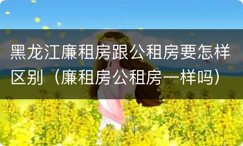 黑龙江廉租房跟公租房要怎样区别（廉租房公租房一样吗）