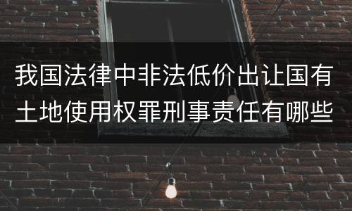 我国法律中非法低价出让国有土地使用权罪刑事责任有哪些