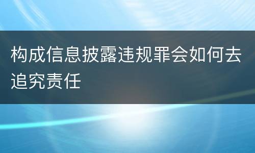 构成信息披露违规罪会如何去追究责任