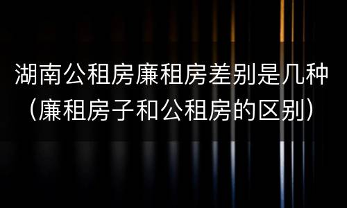 湖南公租房廉租房差别是几种（廉租房子和公租房的区别）