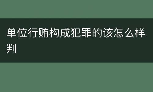 单位行贿构成犯罪的该怎么样判