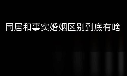 同居和事实婚姻区别到底有啥