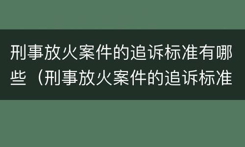 刑事放火案件的追诉标准有哪些（刑事放火案件的追诉标准有哪些要求）