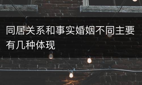 同居关系和事实婚姻不同主要有几种体现