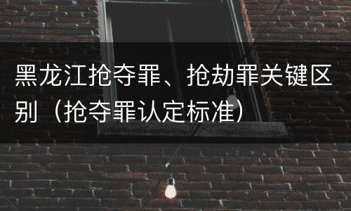 黑龙江抢夺罪、抢劫罪关键区别（抢夺罪认定标准）