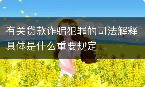 有关贷款诈骗犯罪的司法解释具体是什么重要规定