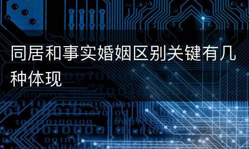 同居和事实婚姻区别关键有几种体现