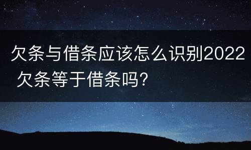 欠条与借条应该怎么识别2022 欠条等于借条吗?