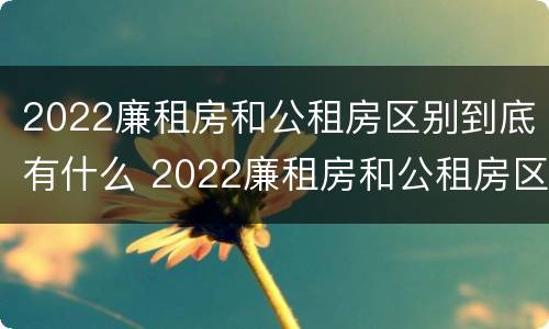 2022廉租房和公租房区别到底有什么 2022廉租房和公租房区别到底有什么不同