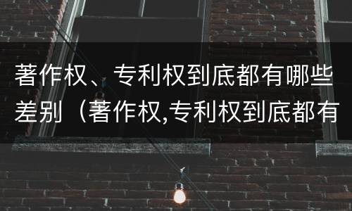著作权、专利权到底都有哪些差别（著作权,专利权到底都有哪些差别和不足）