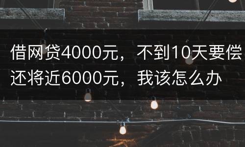 借网贷4000元，不到10天要偿还将近6000元，我该怎么办