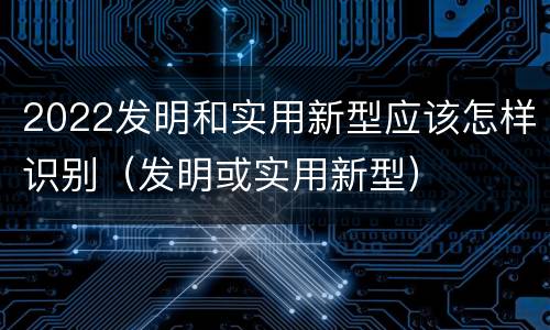2022发明和实用新型应该怎样识别（发明或实用新型）