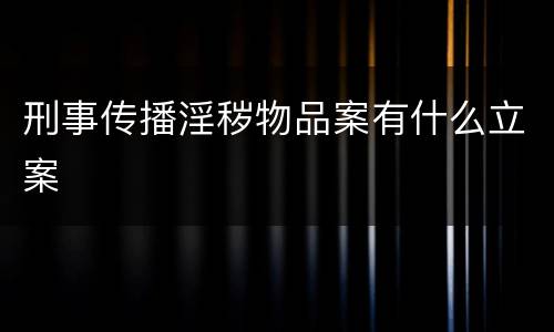 刑事传播淫秽物品案有什么立案