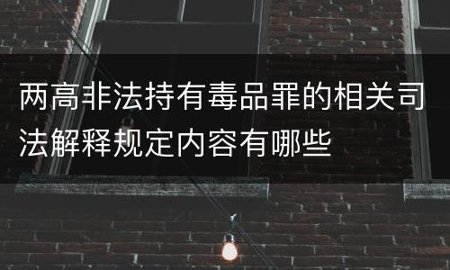两高非法持有毒品罪的相关司法解释规定内容有哪些
